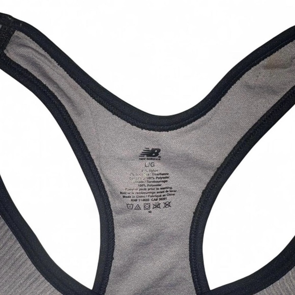 New Balance Gray and Black Racerback Sports Bra Size L - Picture 2 of 3